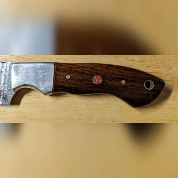 Damascus steel blade men's hunting skinner knife, T1-E - Picture 4 of 5